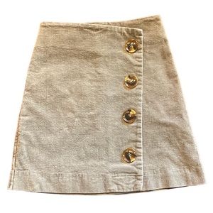 Altar’d state gray corduroy high waisted mini skirt neutral buttons XS